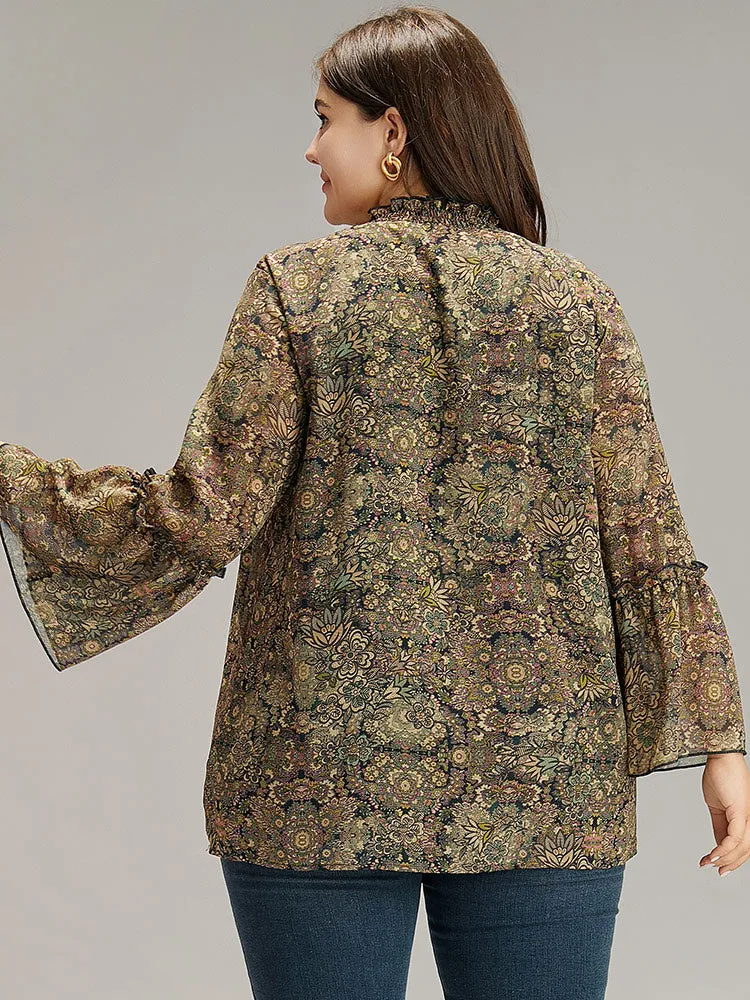 Bandana Print Mesh Frill Trim Blouse sold by Bloomchic product image thumbnail 5