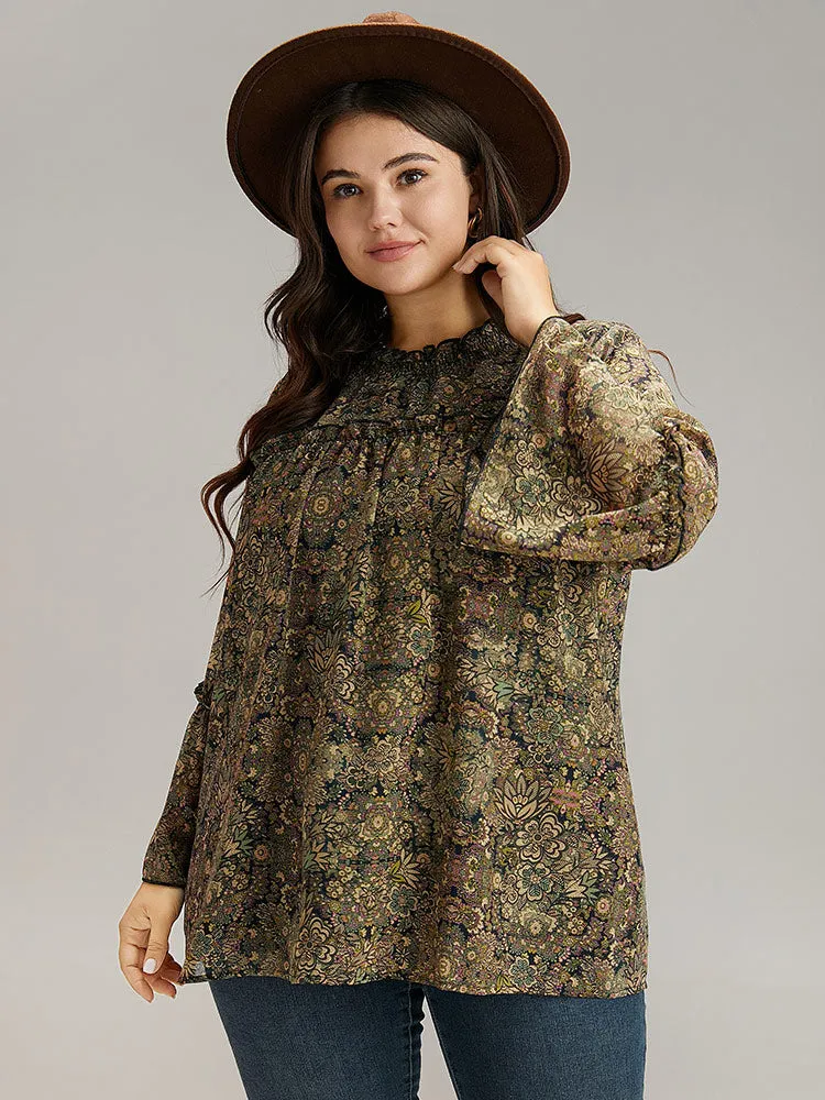 Bandana Print Mesh Frill Trim Blouse sold by Bloomchic product image thumbnail 2