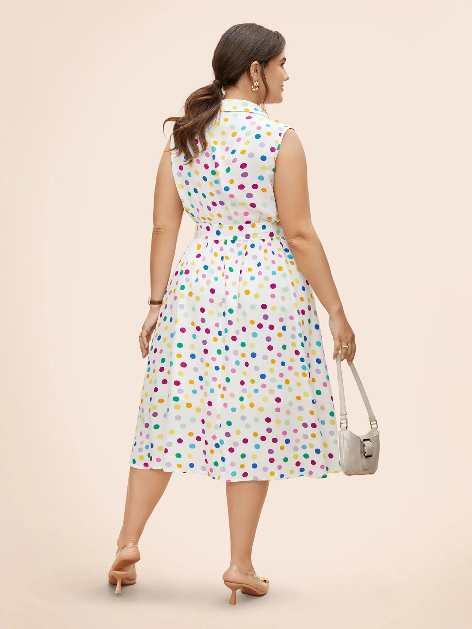 Polka Dot Front Tie Midi Shirt Dress sold by Bloomchic product image thumbnail 3