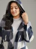 Plaid Hooded Duffle Button Zipper Coat sold by Bloomchic