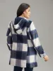 Plaid Hooded Duffle Button Zipper Coat sold by Bloomchic