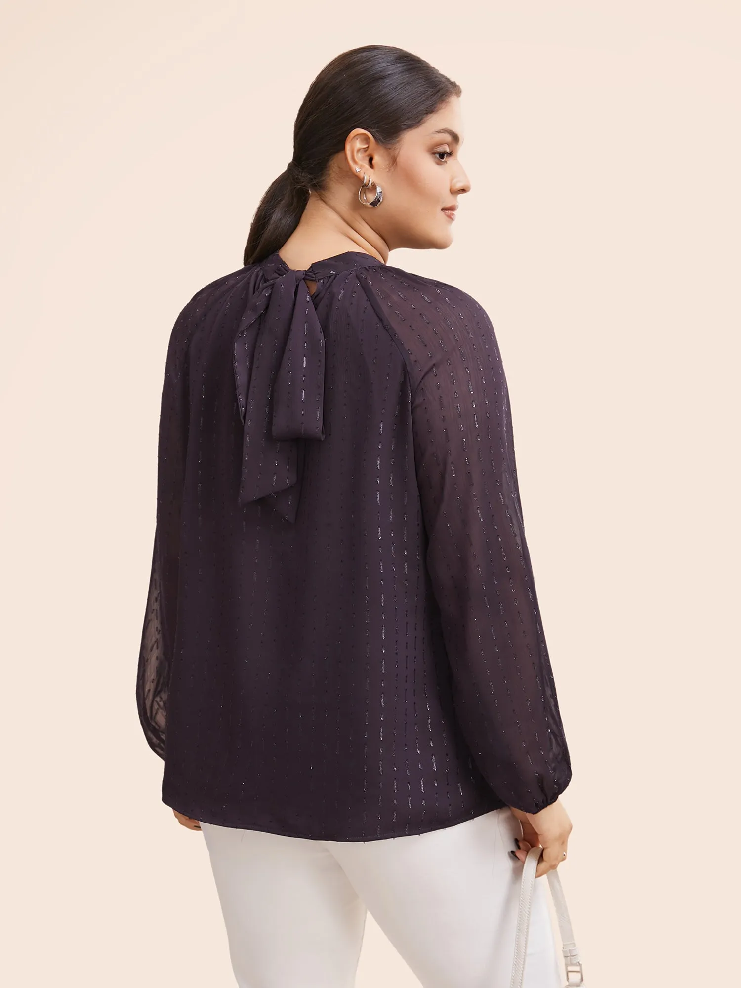 Luxe Chiffon Stand Up Collar Blouse sold by Bloomchic