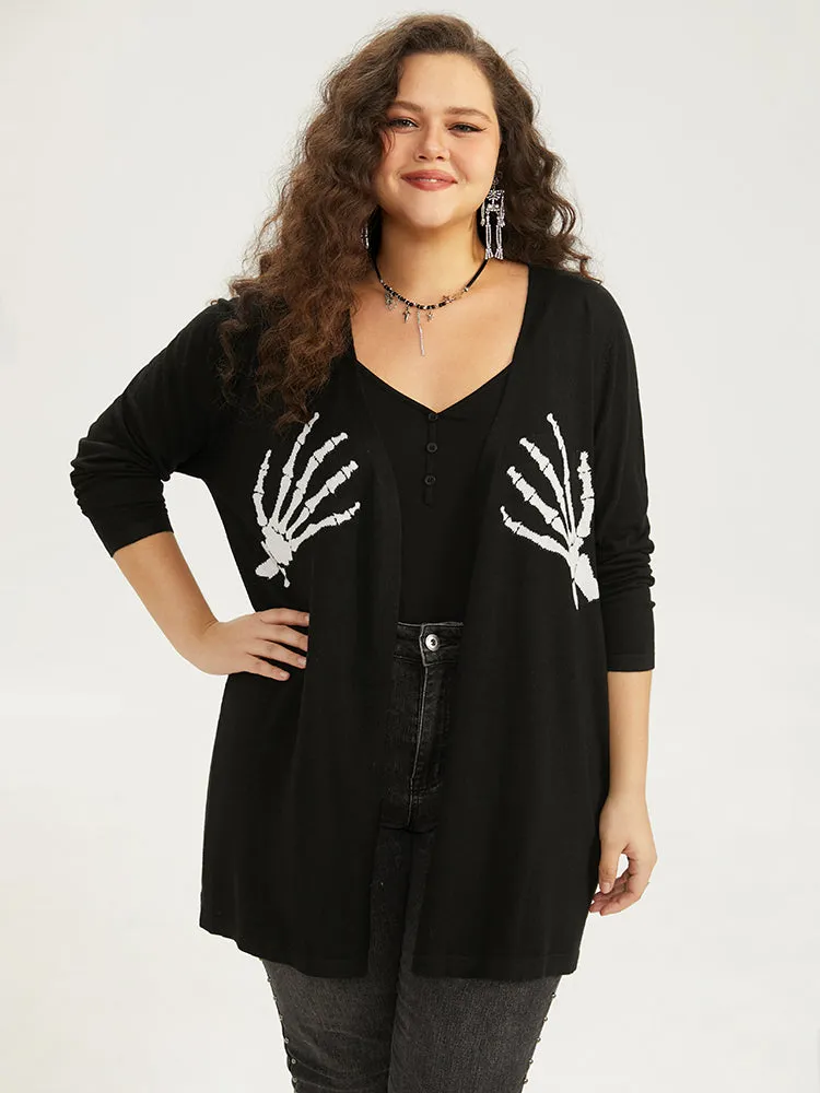 Supersoft Essentials Halloween Skull Print Open Front Cardigan sold by Bloomchic product image thumbnail 5