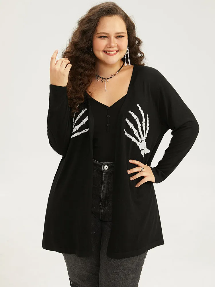 Supersoft Essentials Halloween Skull Print Open Front Cardigan sold by Bloomchic product image thumbnail 2