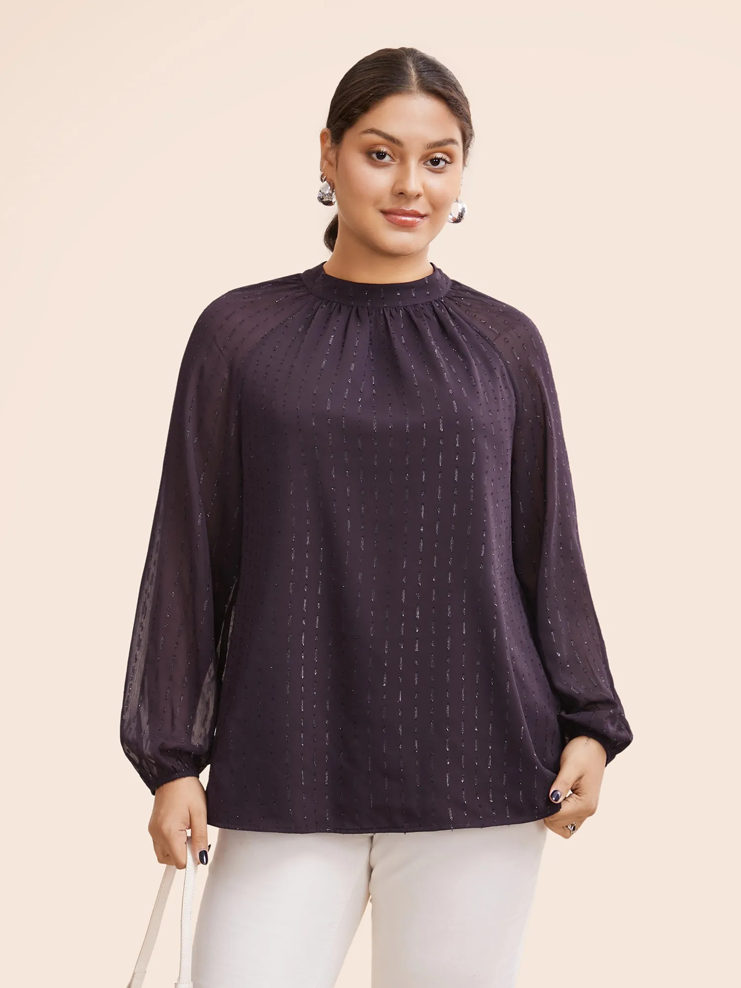 Luxe Chiffon Stand Up Collar Blouse sold by Bloomchic product image thumbnail 4