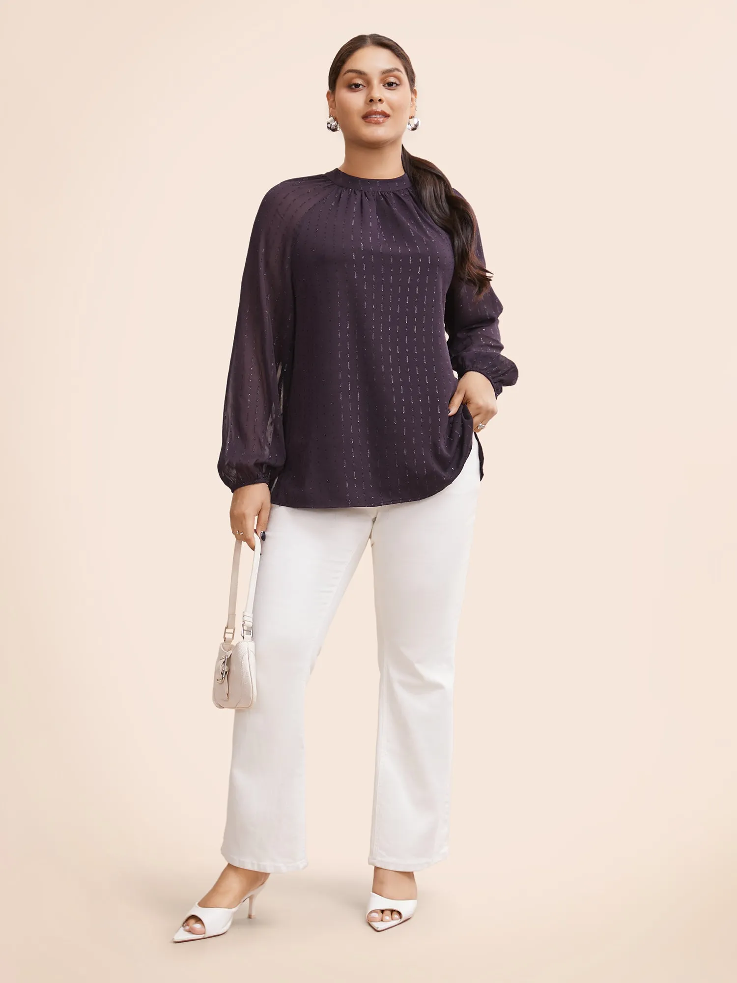 Luxe Chiffon Stand Up Collar Blouse sold by Bloomchic product image thumbnail 2