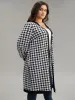 Houndstooth Button Through Contrast Trim Jacket sold by Bloomchic