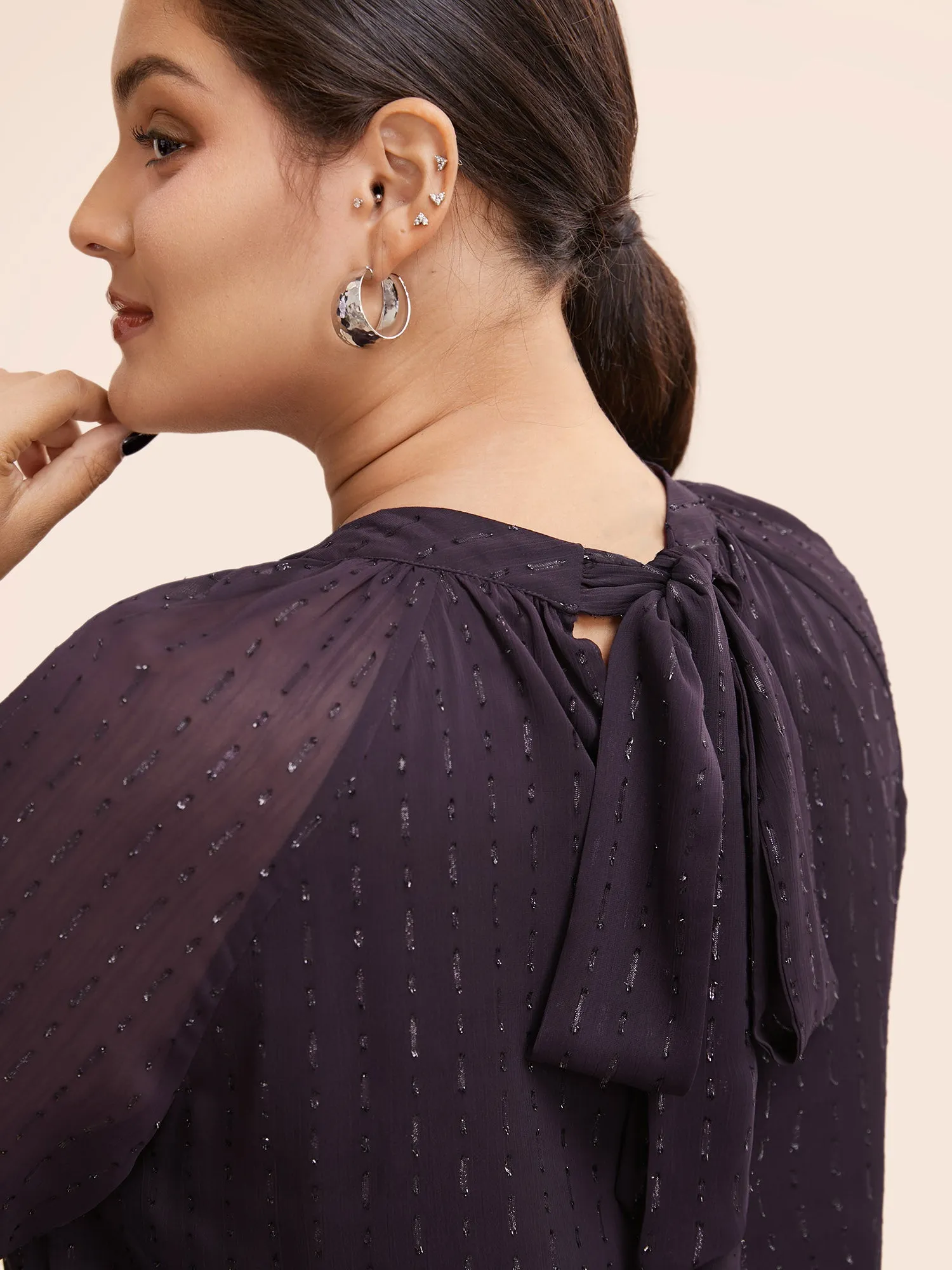 Luxe Chiffon Stand Up Collar Blouse sold by Bloomchic product image thumbnail 3