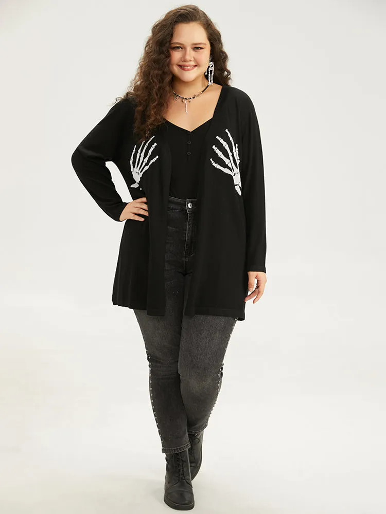Supersoft Essentials Halloween Skull Print Open Front Cardigan sold by Bloomchic product image thumbnail 4