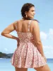 Floral Tie Knot Patchwork Ruffles Swim Dress sold by Bloomchic