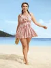 Floral Tie Knot Patchwork Ruffles Swim Dress sold by Bloomchic
