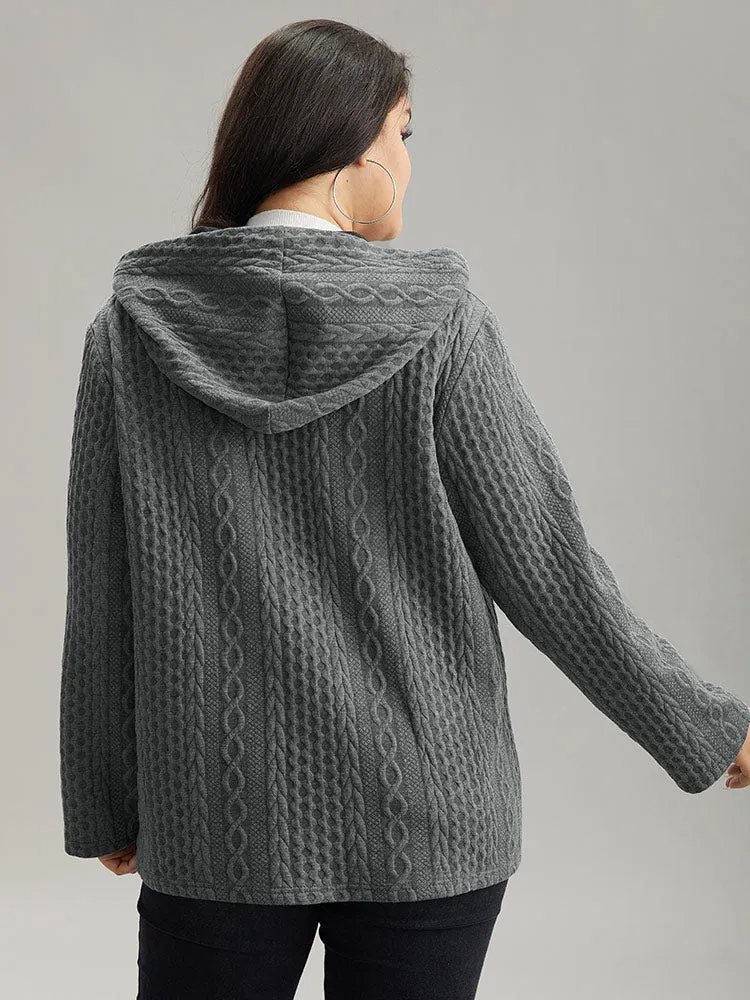 Contrast Cable Knit Pocket Hooded Jacket sold by Bloomchic product image thumbnail 3