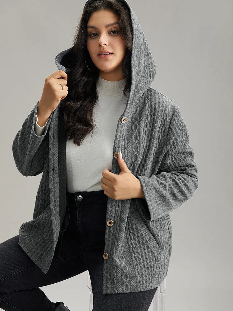 Contrast Cable Knit Pocket Hooded Jacket sold by Bloomchic product image thumbnail 2