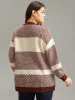 Colorblock Contrast Round Neck Elastic Cuffs Pullover sold by Bloomchic