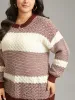 Colorblock Contrast Round Neck Elastic Cuffs Pullover sold by Bloomchic
