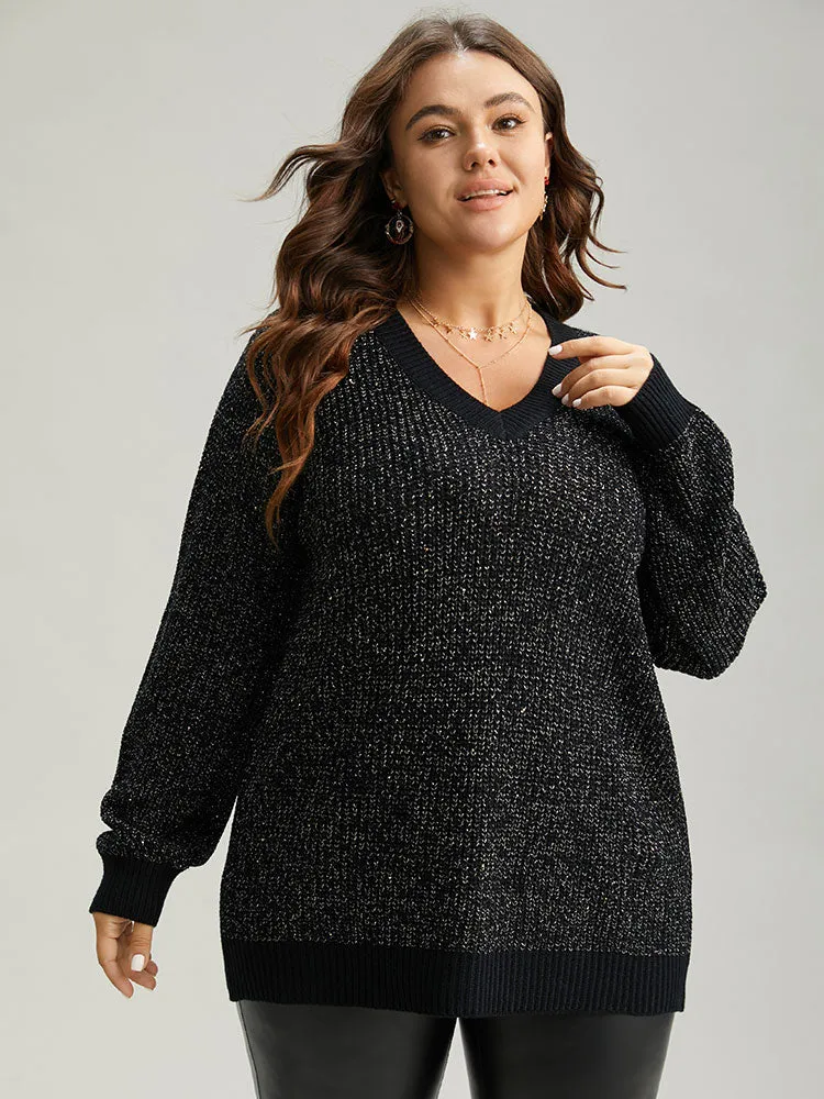 Sparkly Elastic Cuffs Loose Pullover sold by Bloomchic