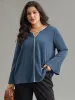Two Tone Keyhole Bell Sleeve Blouse sold by Bloomchic