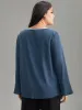 Two Tone Keyhole Bell Sleeve Blouse sold by Bloomchic