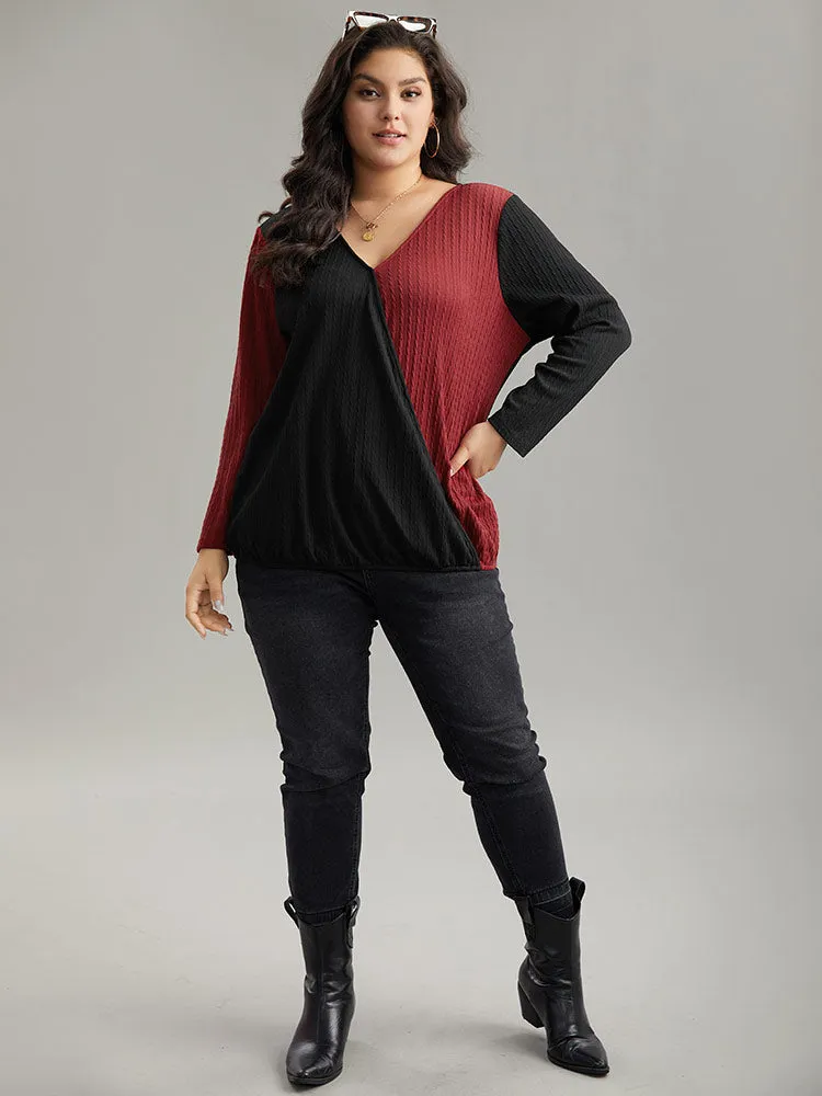 Two Tone Textured V Neck T-shirt sold by Bloomchic product image thumbnail 4