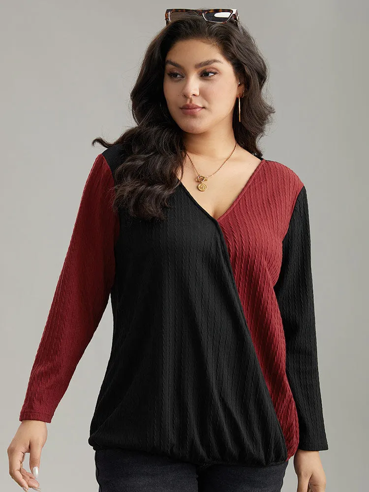 Two Tone Textured V Neck T-shirt sold by Bloomchic product image thumbnail 5