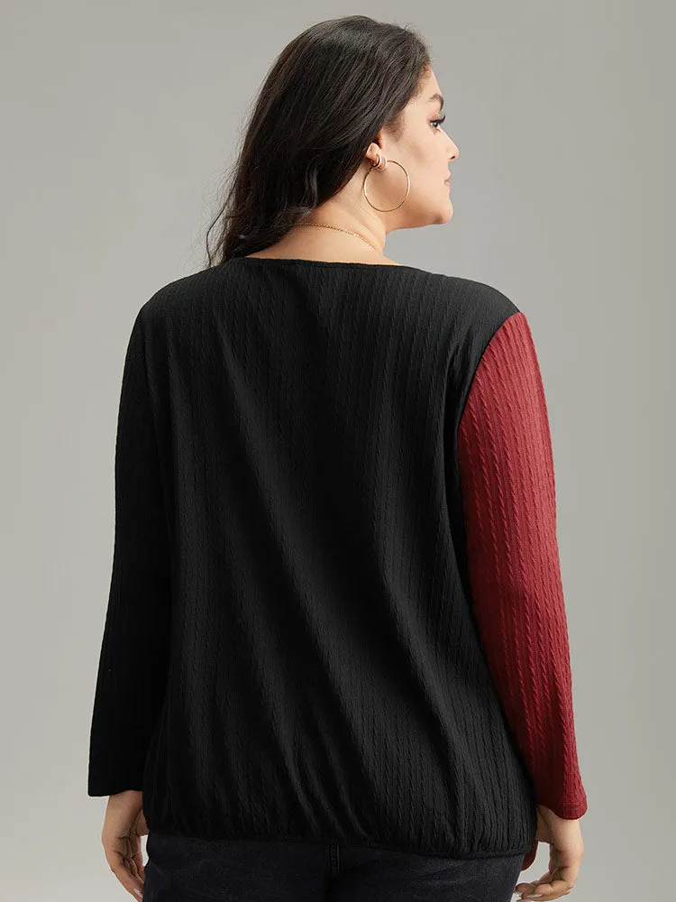 Two Tone Textured V Neck T-shirt sold by Bloomchic product image thumbnail 2