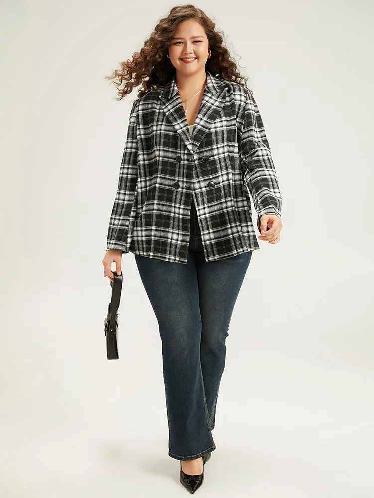 Plaid Suit Collar Button Fly Blazer sold by Bloomchic product image thumbnail 4