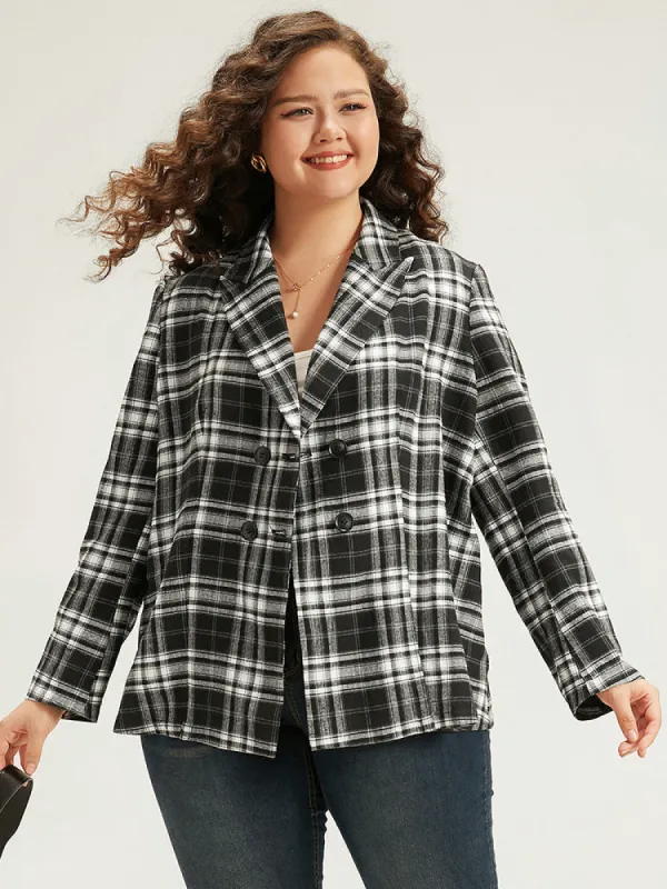 Plaid Suit Collar Button Fly Blazer sold by Bloomchic