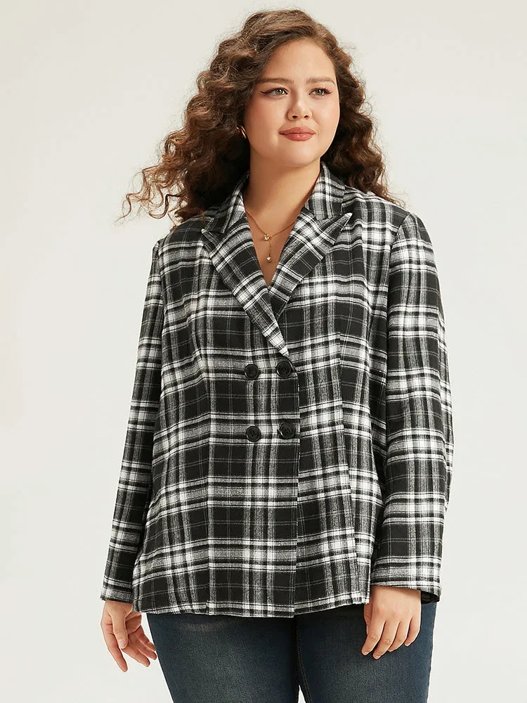 Plaid Suit Collar Button Fly Blazer sold by Bloomchic product image thumbnail 5