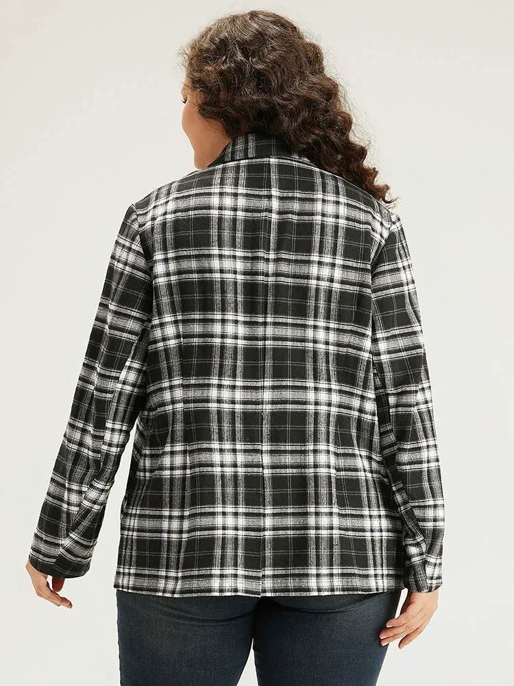 Plaid Suit Collar Button Fly Blazer sold by Bloomchic product image thumbnail 2