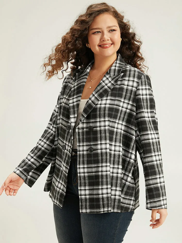 Plaid Suit Collar Button Fly Blazer sold by Bloomchic product image thumbnail 3