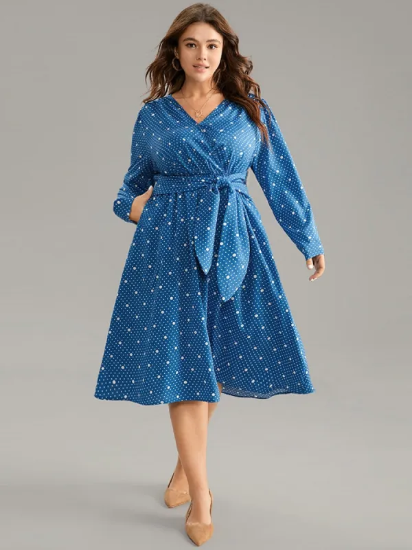 Polka Dot Pocket Elastic Waist Ties Dress sold by Bloomchic