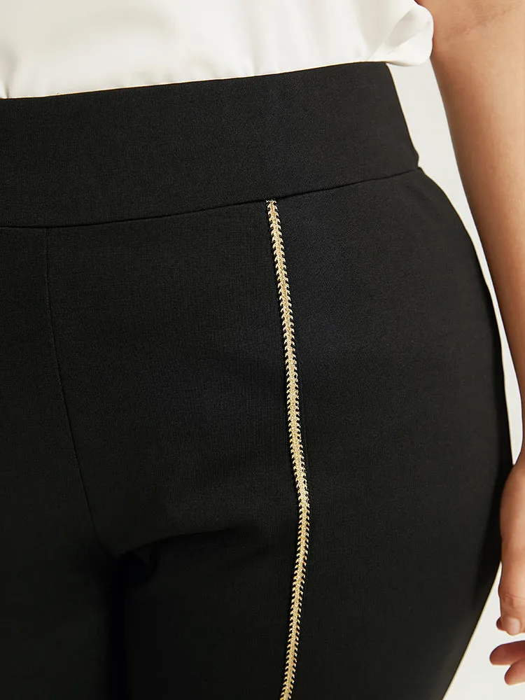 Split Front Contrast Webbing Bootcut Pants sold by Bloomchic product image thumbnail 5