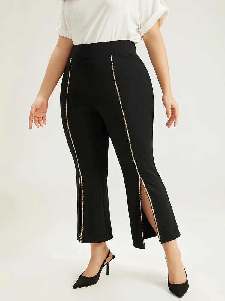 Split Front Contrast Webbing Bootcut Pants sold by Bloomchic product image thumbnail 2