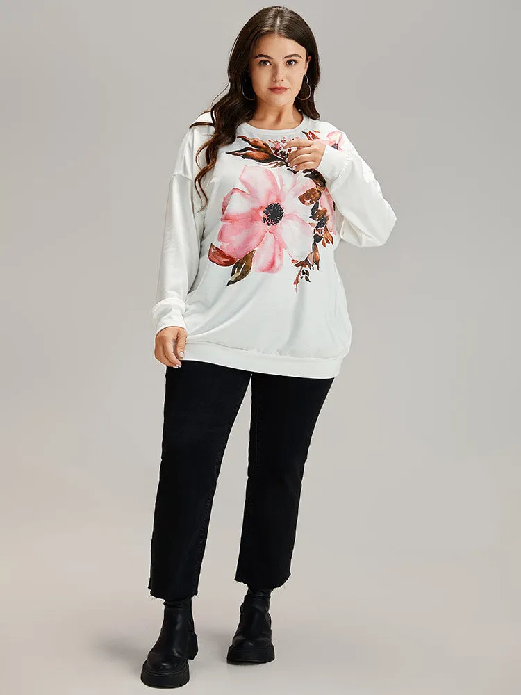 Floral Round Neck Elastic Cuffs Sweatshirt sold by Bloomchic product image thumbnail 5