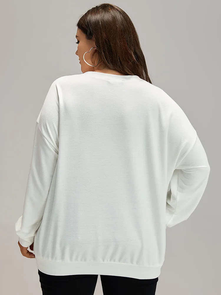 Floral Round Neck Elastic Cuffs Sweatshirt sold by Bloomchic product image thumbnail 2