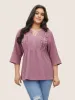 Solid Notched Ruffles Pleated Blouse sold by Bloomchic
