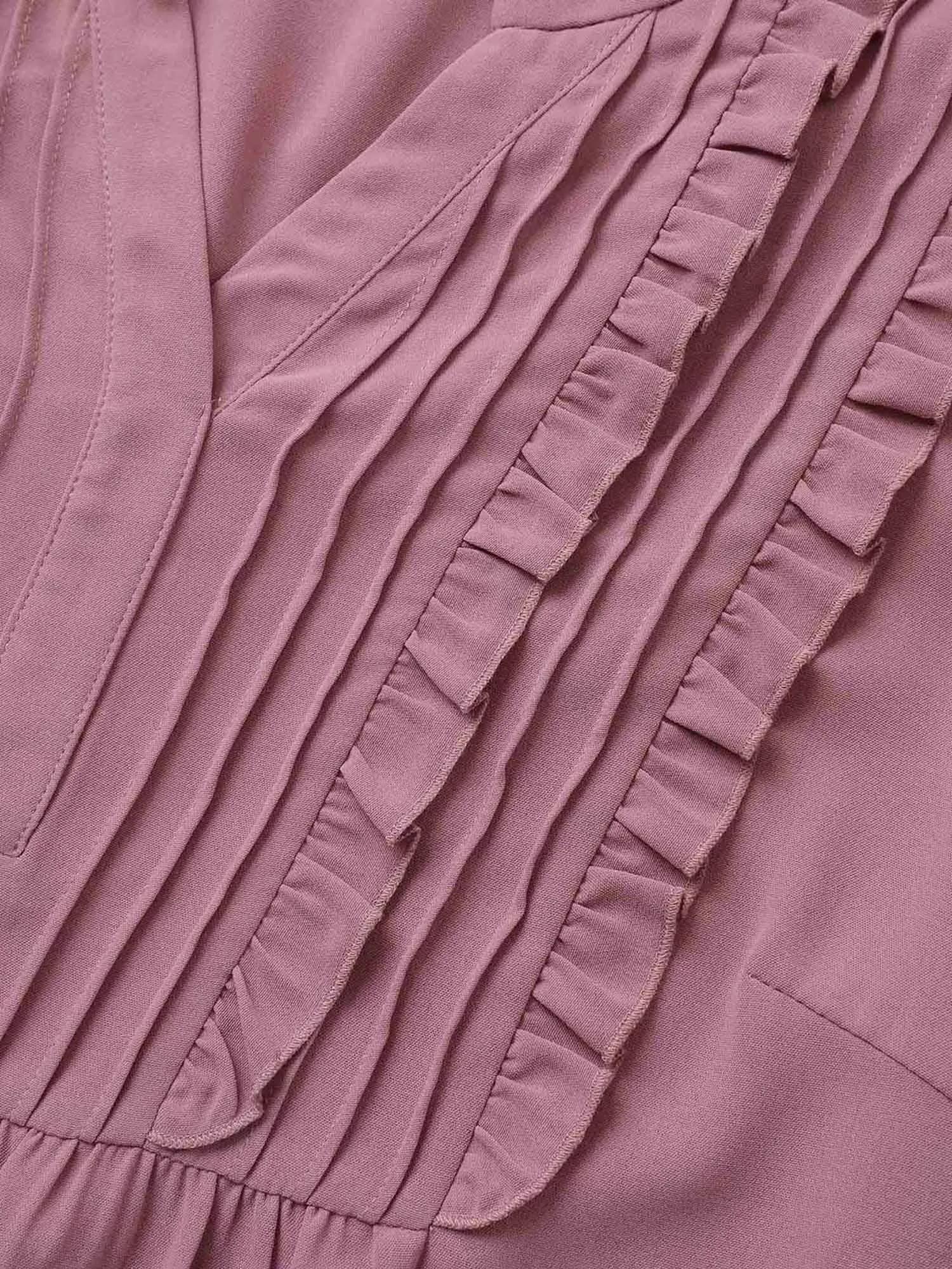 Solid Notched Ruffles Pleated Blouse sold by Bloomchic product image thumbnail 5