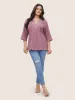 Solid Notched Ruffles Pleated Blouse sold by Bloomchic