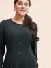 Stretch Woven Button Pleated Midi Dress sold by Bloomchic