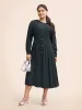Stretch Woven Button Pleated Midi Dress sold by Bloomchic