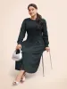 Stretch Woven Button Pleated Midi Dress sold by Bloomchic