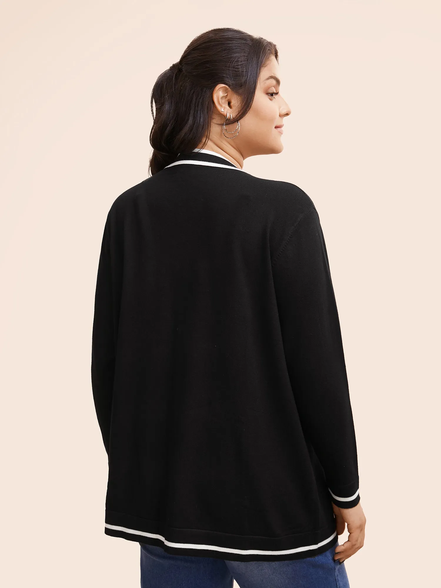 Supersoft Essentials Striped Patchwork Pocket Open Front Cardigan sold by Bloomchic product image thumbnail 2