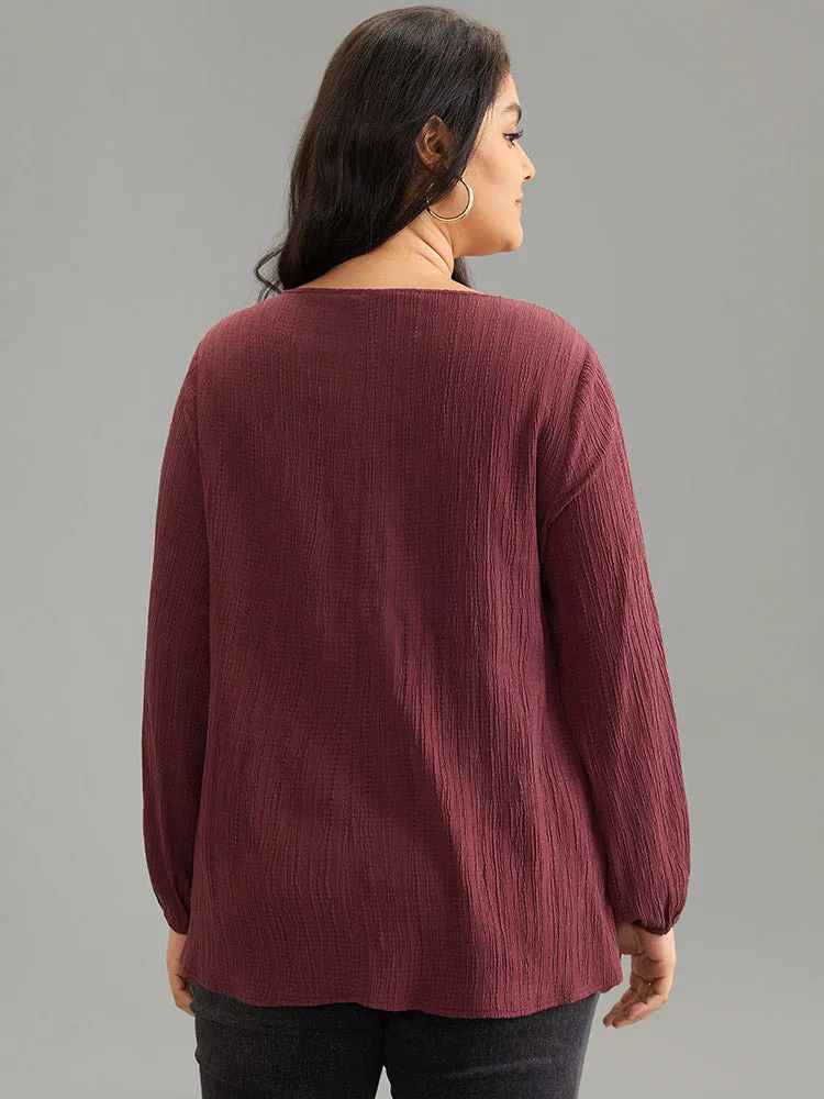 Solid Crochet Lace Button Detail Blouse sold by Bloomchic product image thumbnail 2