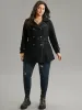 PU Leather Patchwork Lapel Collar Double Breasted Belted Coat sold by Bloomchic