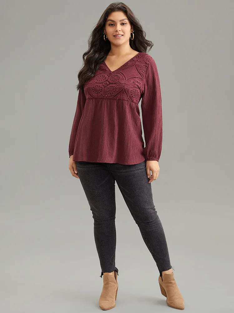 Solid Crochet Lace Button Detail Blouse sold by Bloomchic product image thumbnail 3