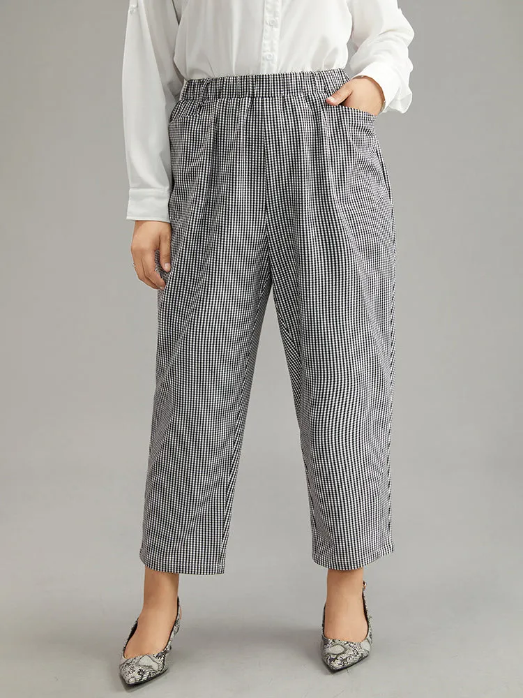 Gingham Elastic Waist Pocket Pants sold by Bloomchic