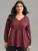 Solid Crochet Lace Button Detail Blouse sold by Bloomchic