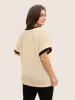 V Neck Contrast Button Detail Knit T-shirt sold by Bloomchic