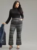 Striped Geometric Pocket Bootcut High Rise Pants sold by Bloomchic