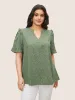 Polka Dot V Neck Ruffle Trim Blouse sold by Bloomchic